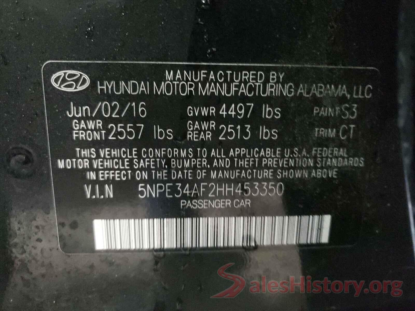 5NPE34AF2HH453350 2017 HYUNDAI SONATA