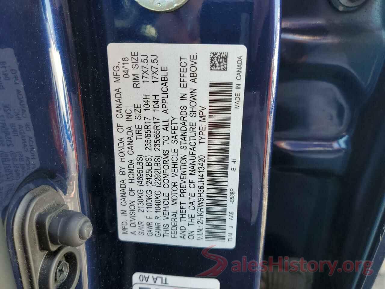 2HKRW5H36JH413420 2018 HONDA CRV