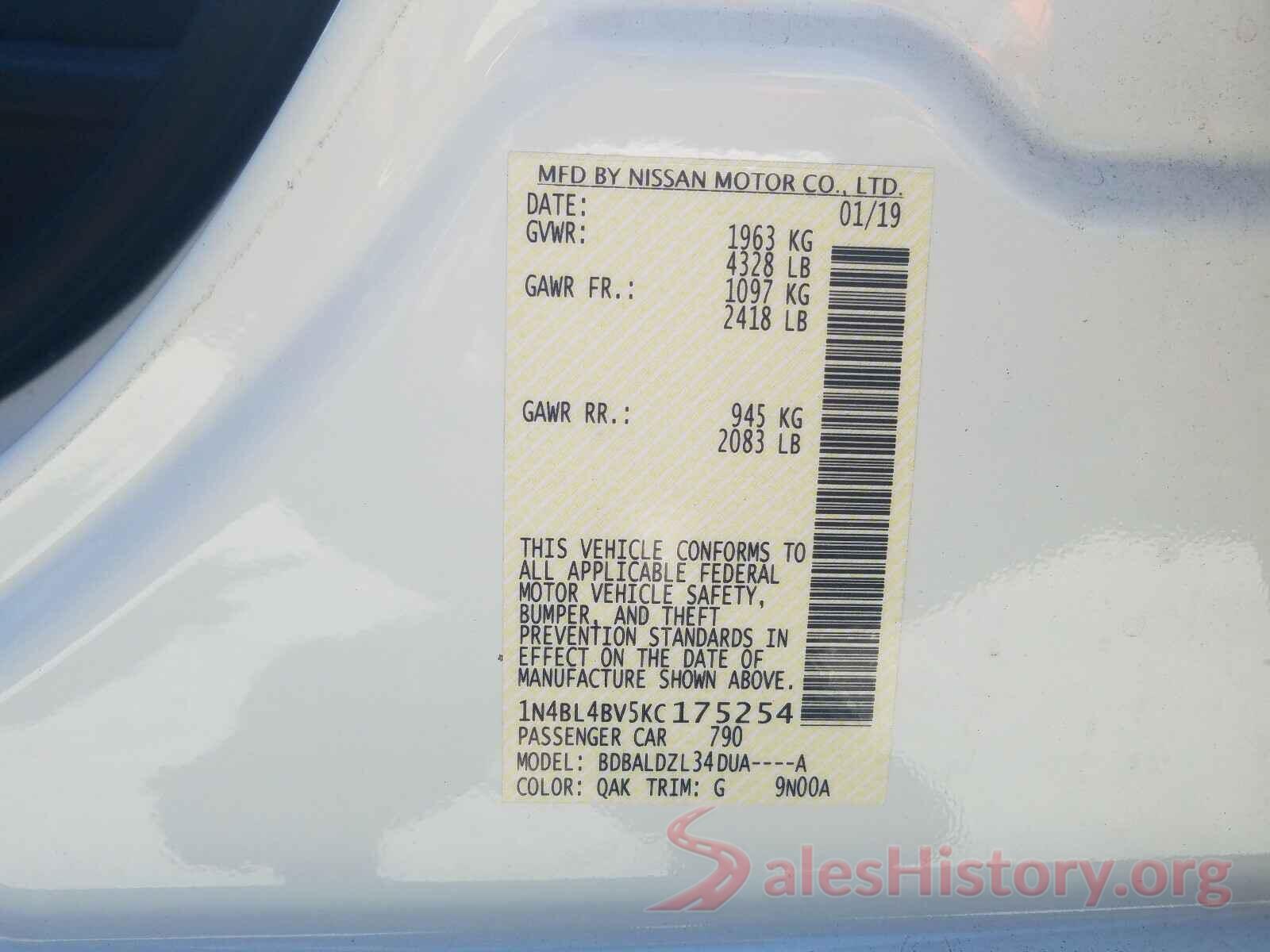 1N4BL4BV5KC175254 2019 NISSAN ALTIMA