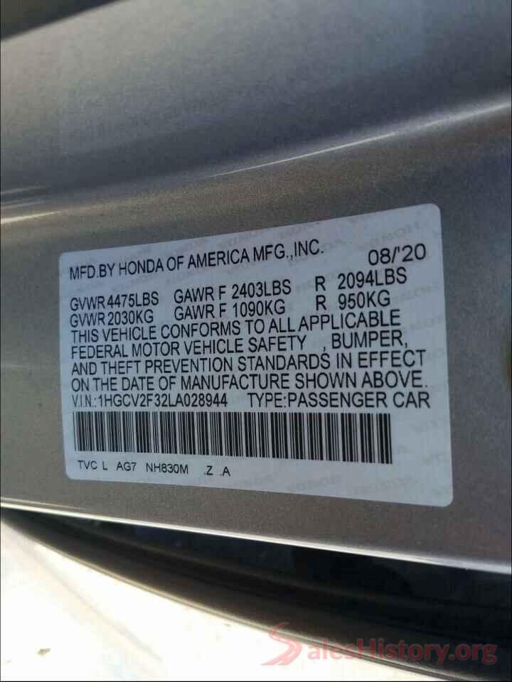 1HGCV2F32LA028944 2020 HONDA ACCORD