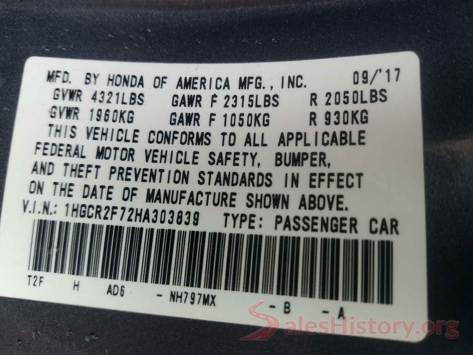 1HGCR2F72HA303839 2017 HONDA ACCORD