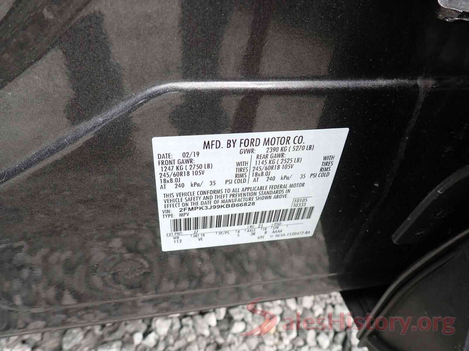 2FMPK3J99KBB66828 2019 FORD EDGE