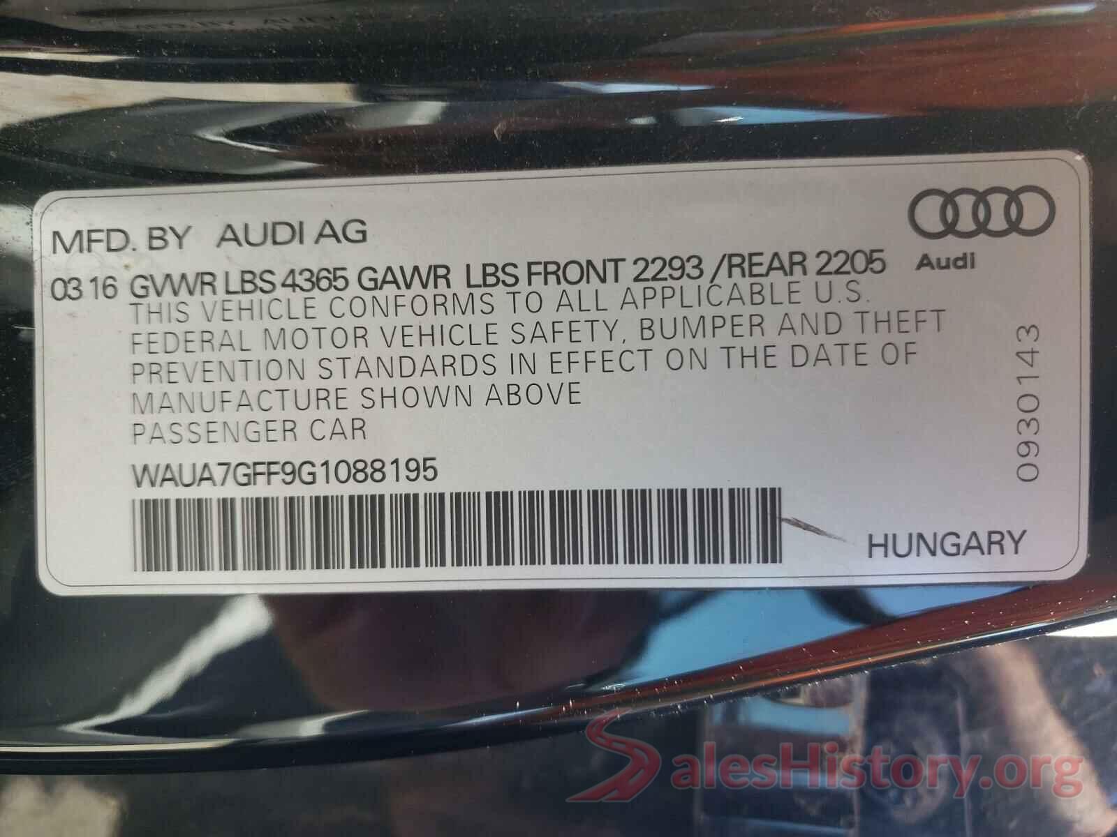 WAUA7GFF9G1088195 2016 AUDI A3