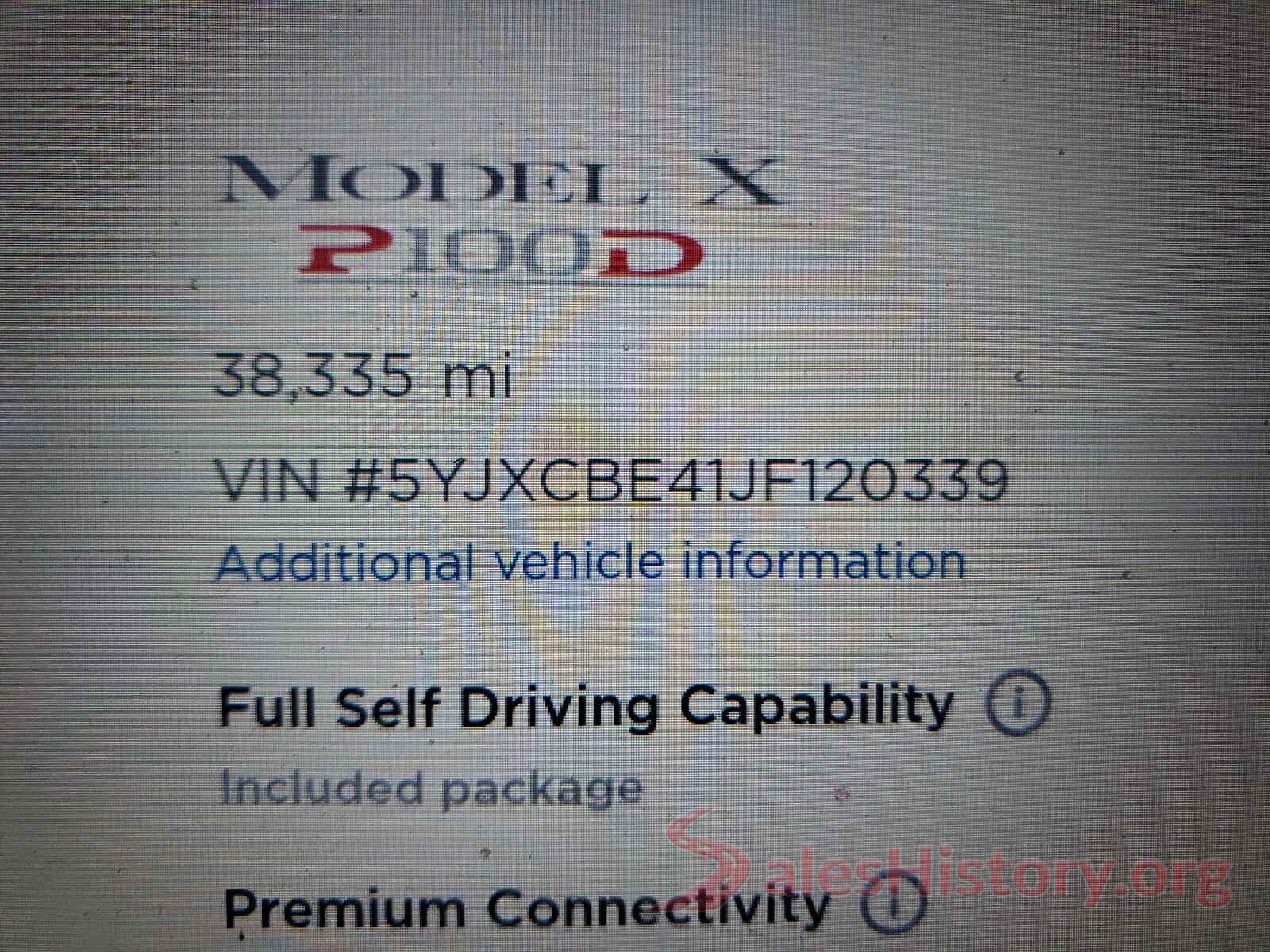 5YJXCBE41JF120339 2018 TESLA MODEL X