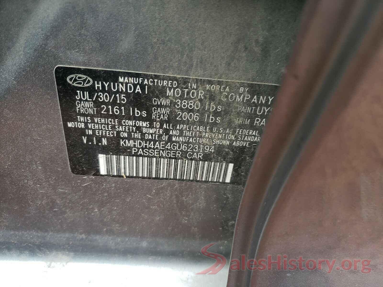 KMHDH4AE4GU623194 2016 HYUNDAI ELANTRA