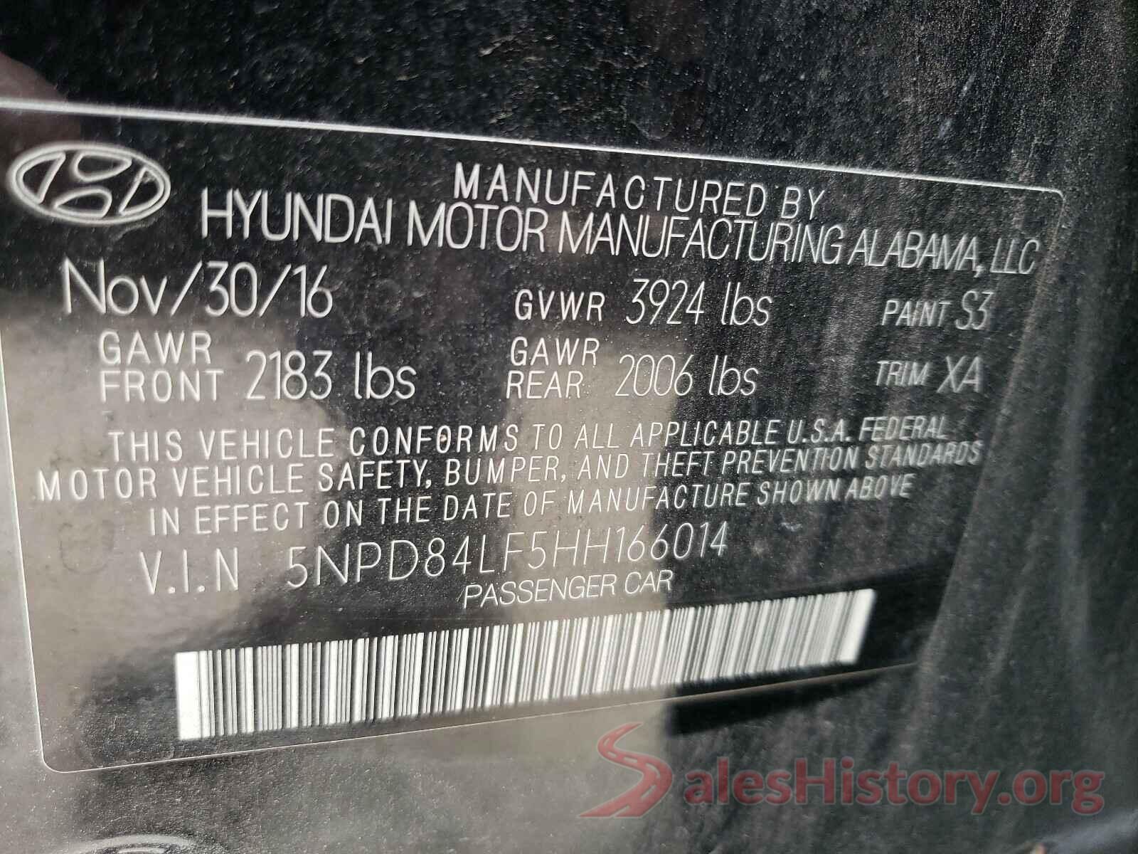 5NPD84LF5HH166014 2017 HYUNDAI ELANTRA