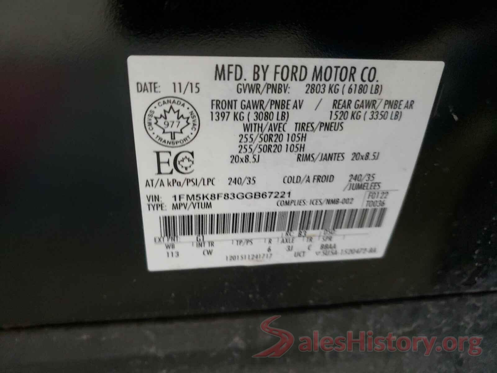 1FM5K8F83GGB67221 2016 FORD EXPLORER