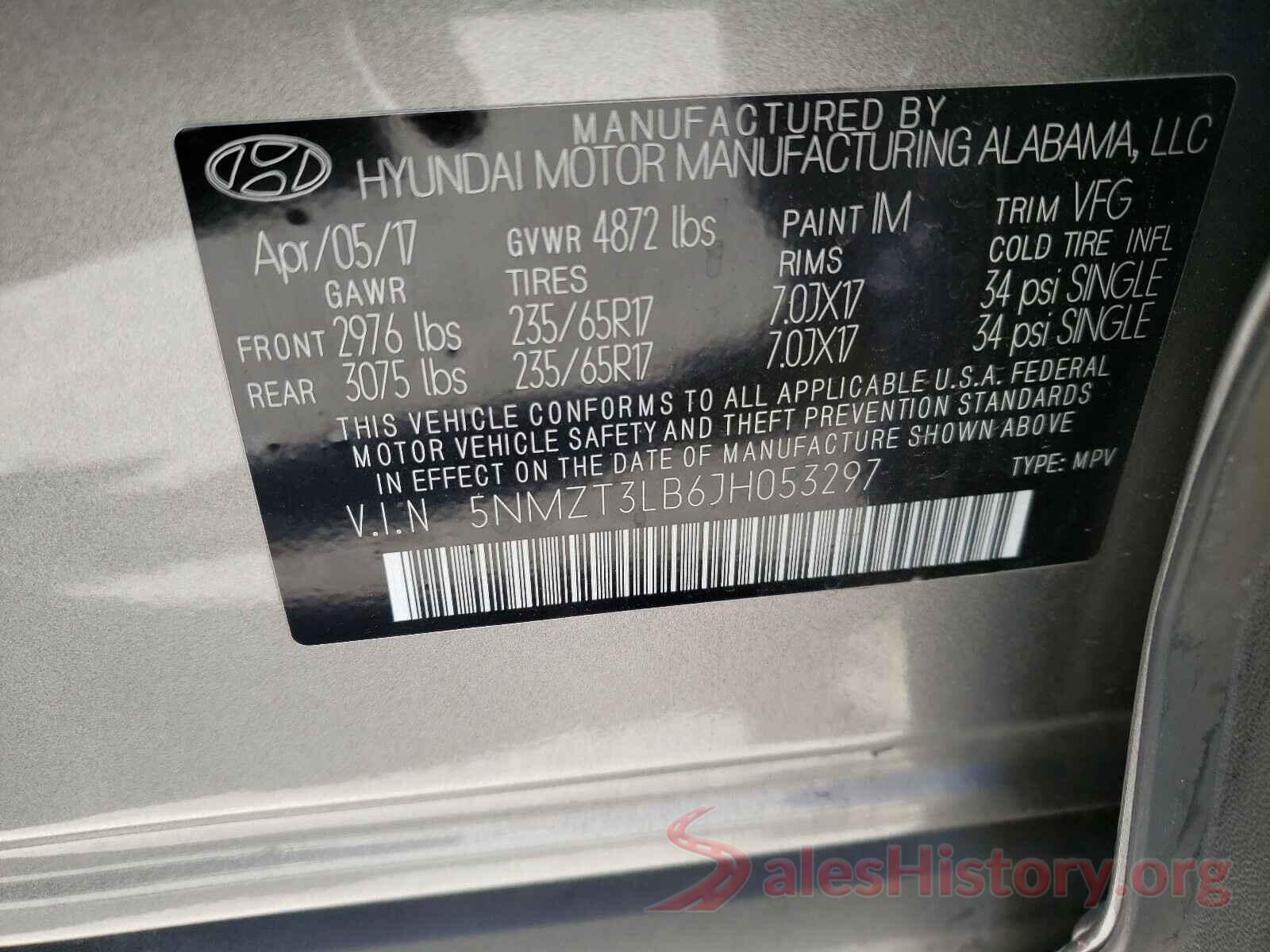 5NMZT3LB6JH053297 2018 HYUNDAI SANTA FE