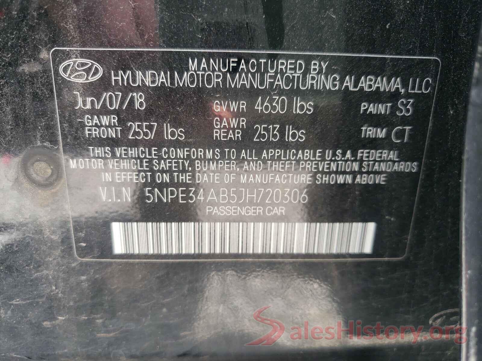 5NPE34AB5JH720306 2018 HYUNDAI SONATA