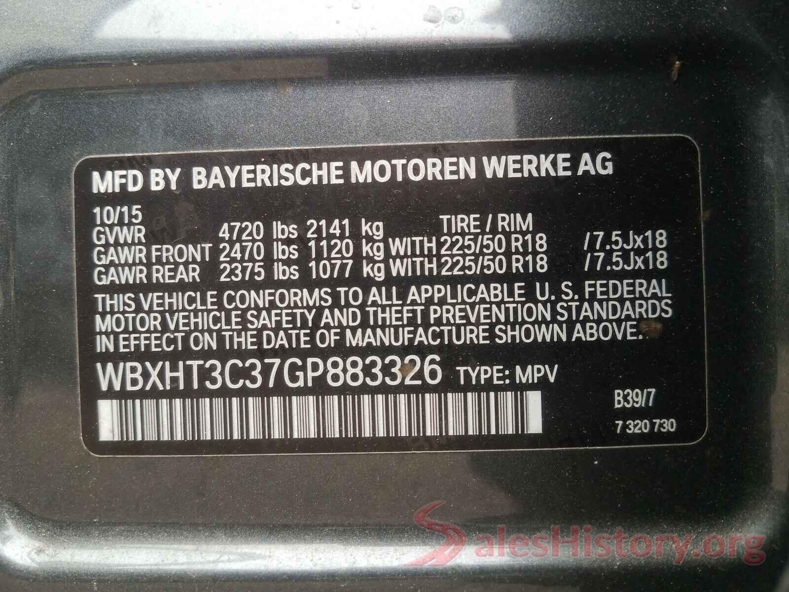 WBXHT3C37GP883326 2016 BMW X1