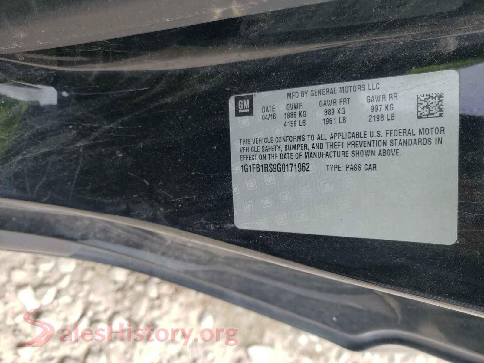 2016 CHEVROLET CAMARO VIN 1G1FB1RS9G0171962, odometer mileage