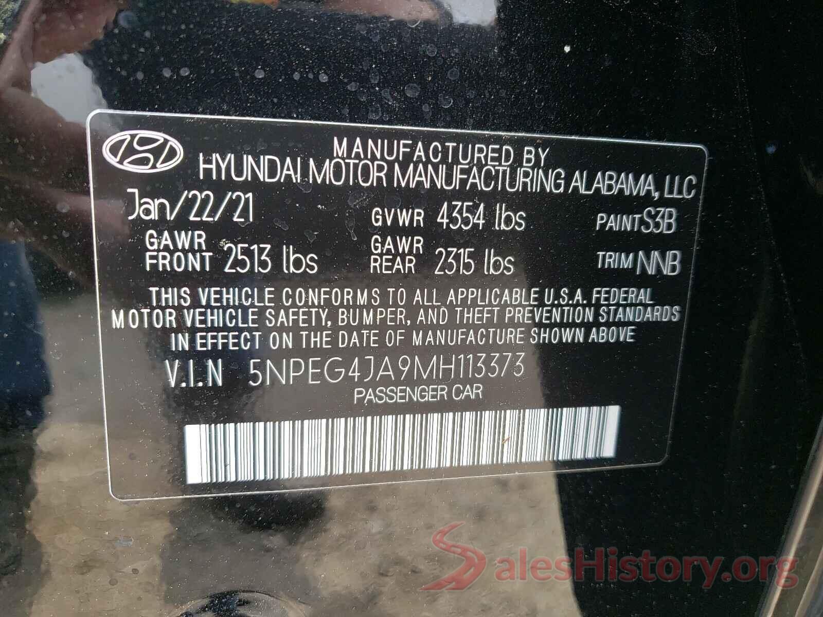 5NPEG4JA9MH113373 2021 HYUNDAI SONATA