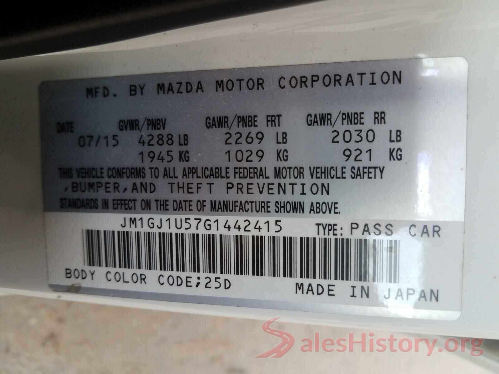 JM1GJ1U57G1442415 2016 MAZDA 6