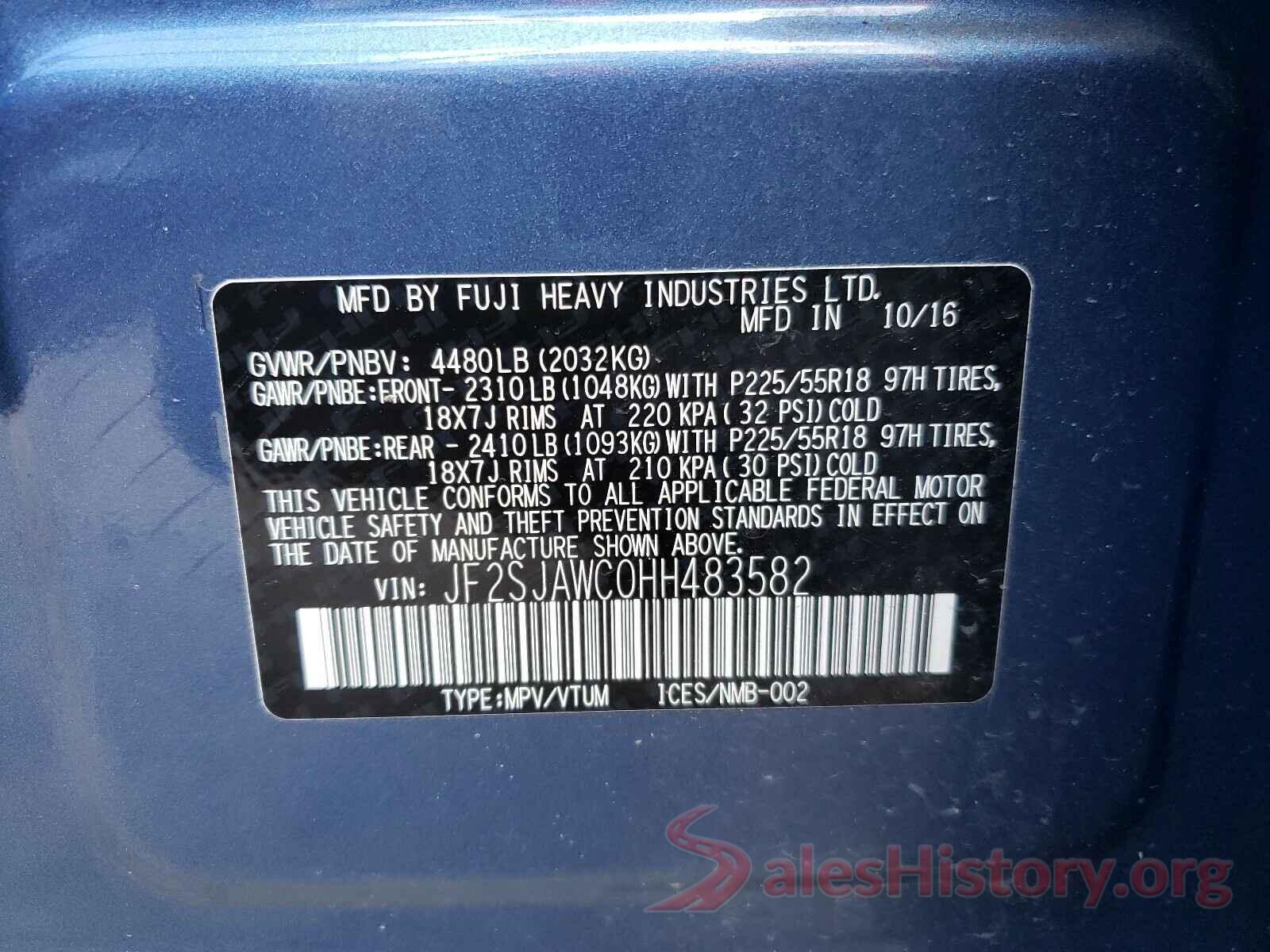 JF2SJAWC0HH483582 2017 SUBARU FORESTER