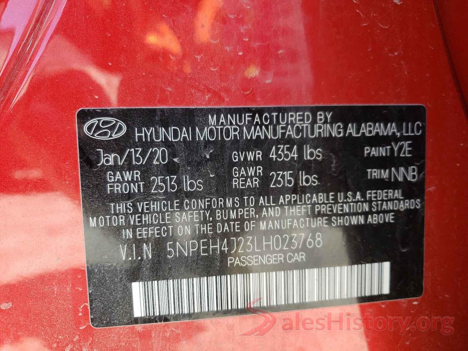 5NPEH4J23LH023768 2020 HYUNDAI SONATA