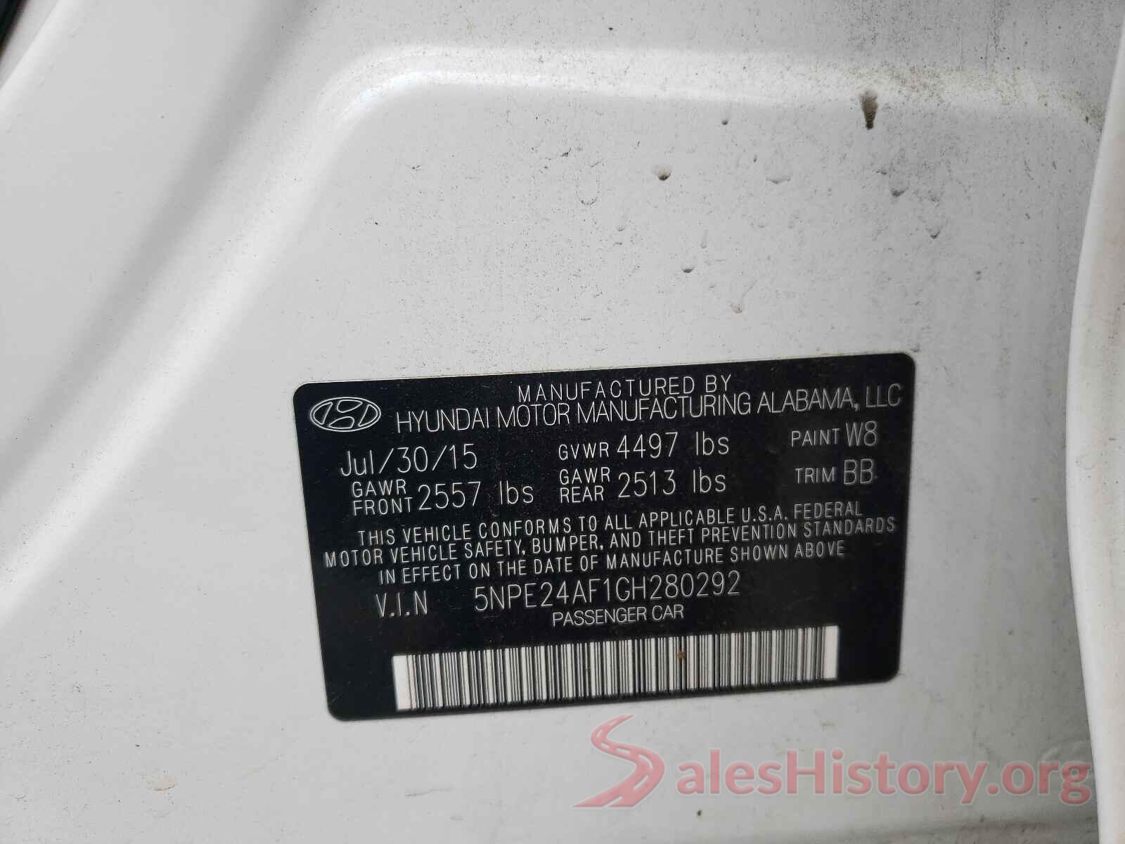 5NPE24AF1GH280292 2016 HYUNDAI SONATA