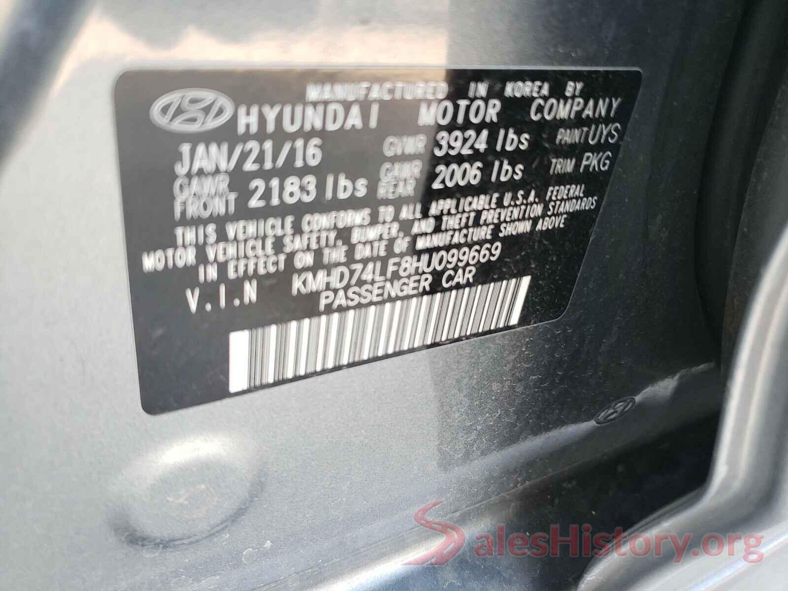 KMHD74LF8HU099669 2017 HYUNDAI ELANTRA