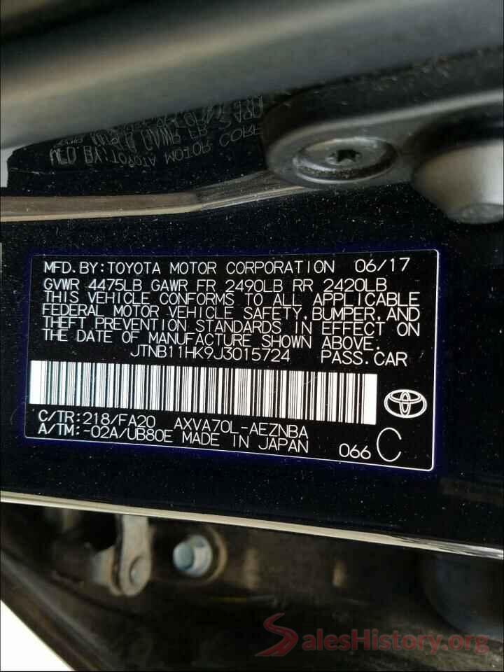 JTNB11HK9J3015724 2018 TOYOTA CAMRY