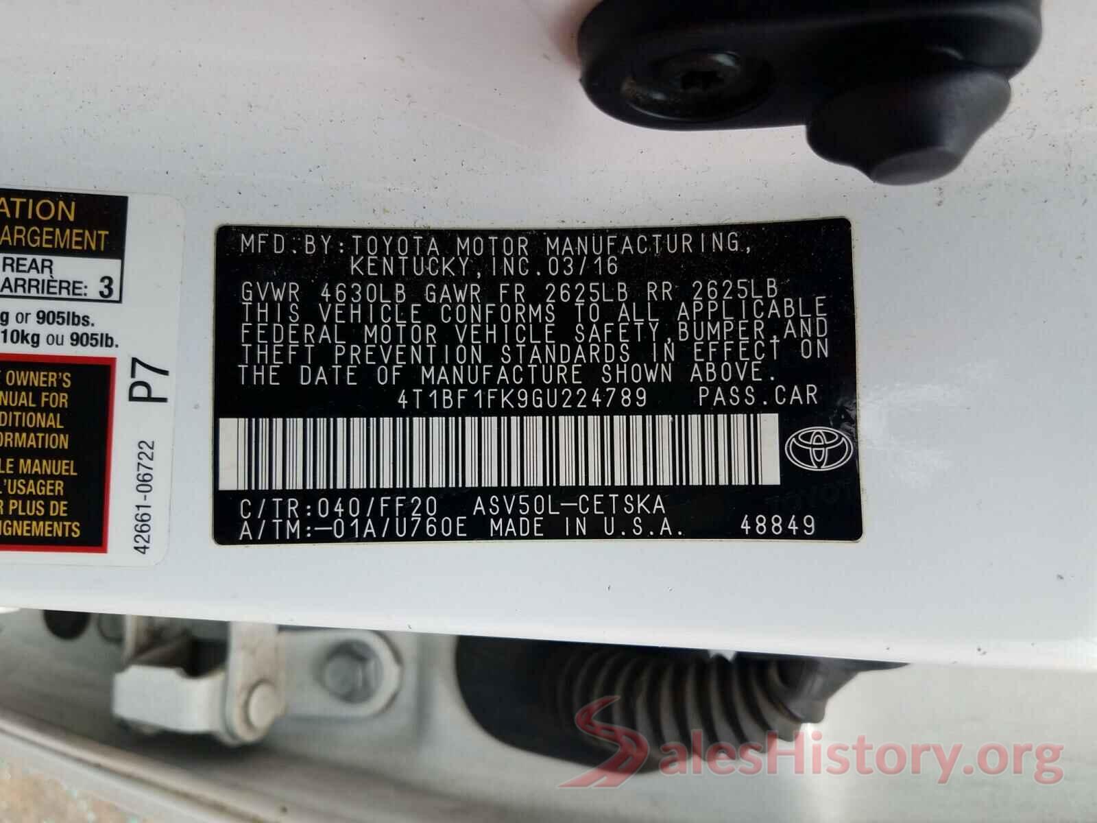 4T1BF1FK9GU224789 2016 TOYOTA CAMRY