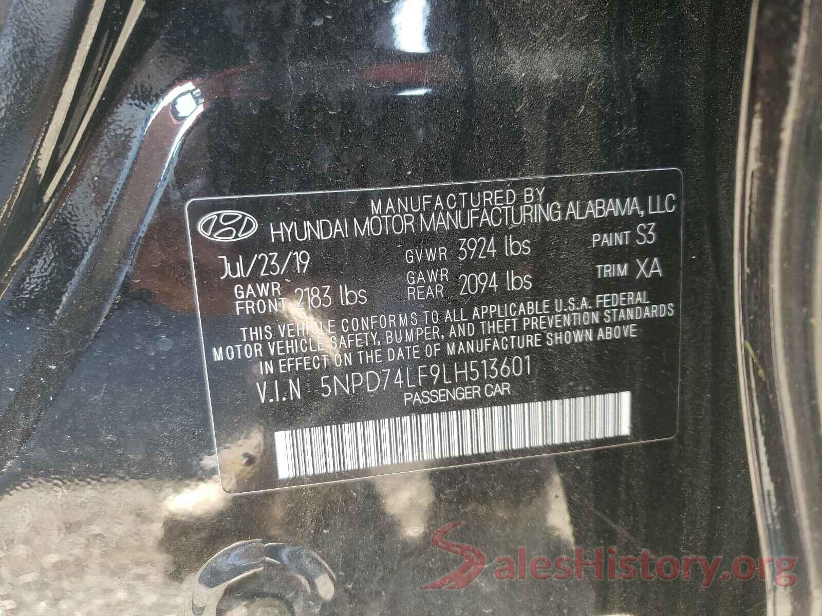 5NPD74LF9LH513601 2020 HYUNDAI ELANTRA