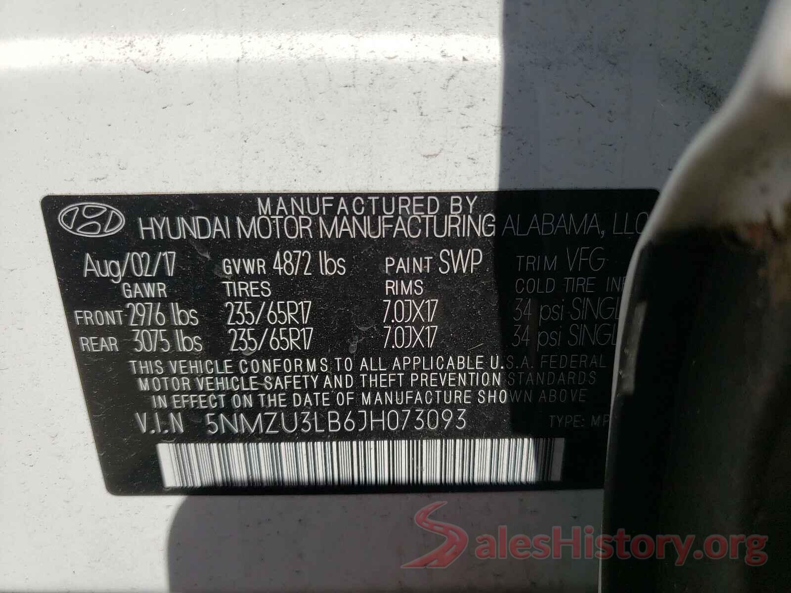 5NMZU3LB6JH073093 2018 HYUNDAI SANTA FE