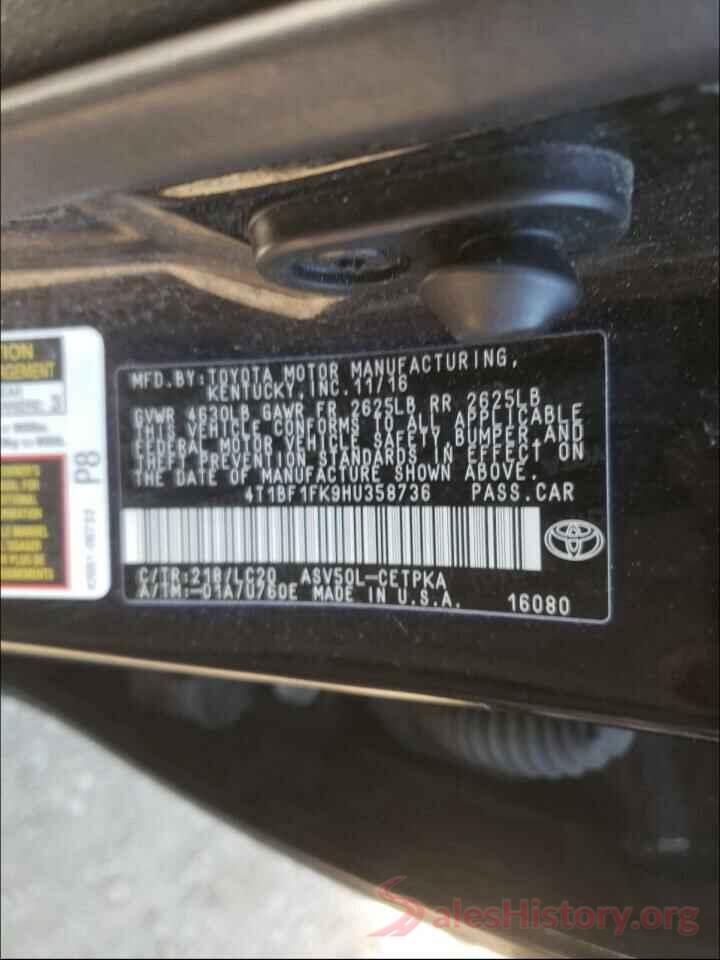 4T1BF1FK9HU358736 2017 TOYOTA CAMRY