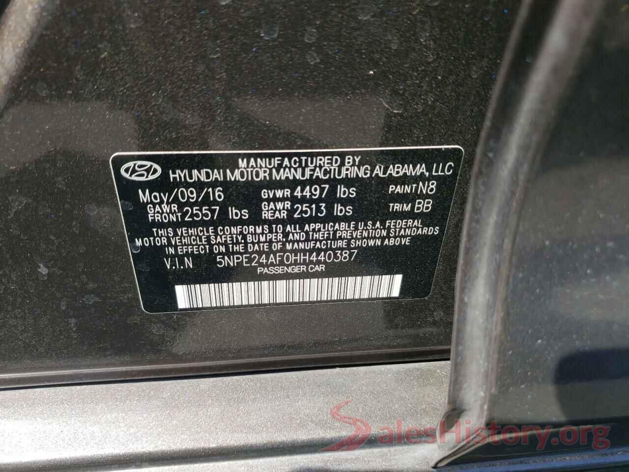 5NPE24AF0HH440387 2017 HYUNDAI SONATA