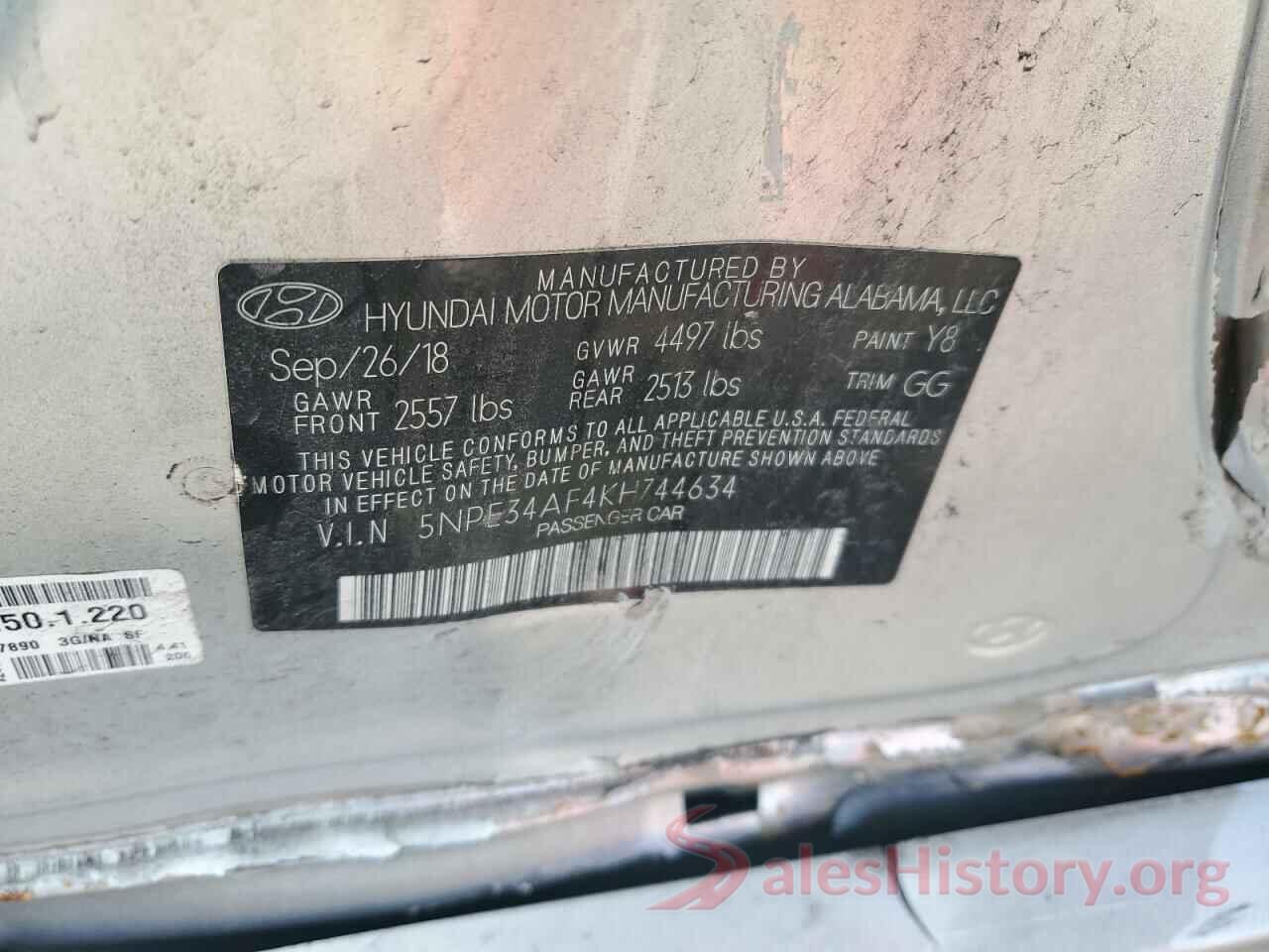 5NPE34AF4KH744634 2019 HYUNDAI SONATA