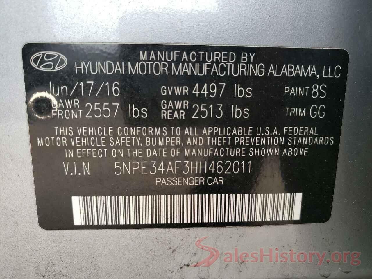 5NPE34AF3HH462011 2017 HYUNDAI SONATA