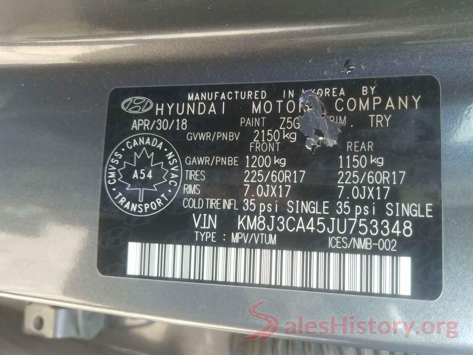 KM8J3CA45JU753348 2018 HYUNDAI TUCSON