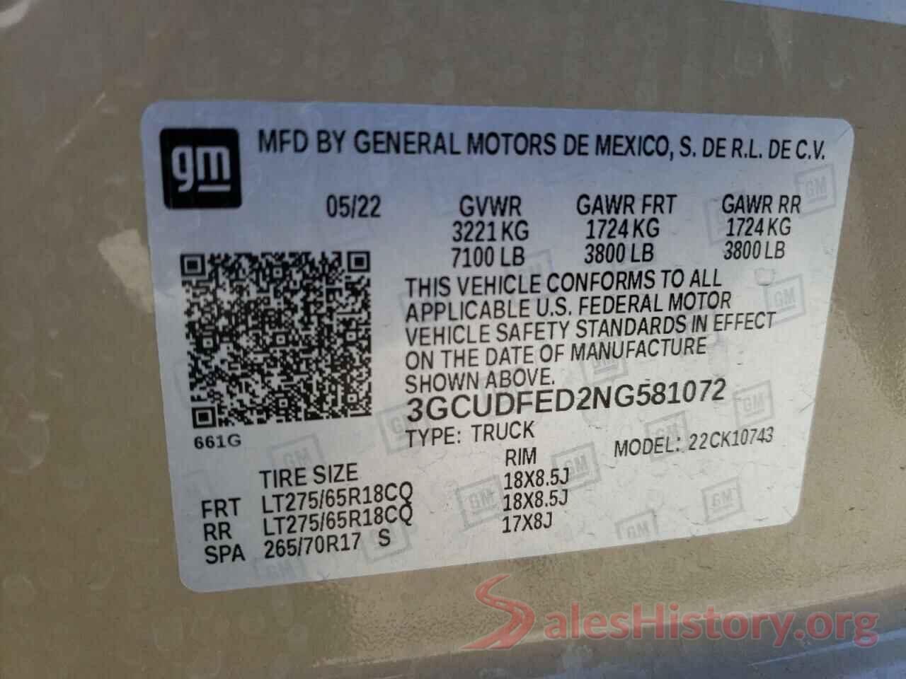 3GCUDFED2NG581072 2022 CHEVROLET SILVERADO