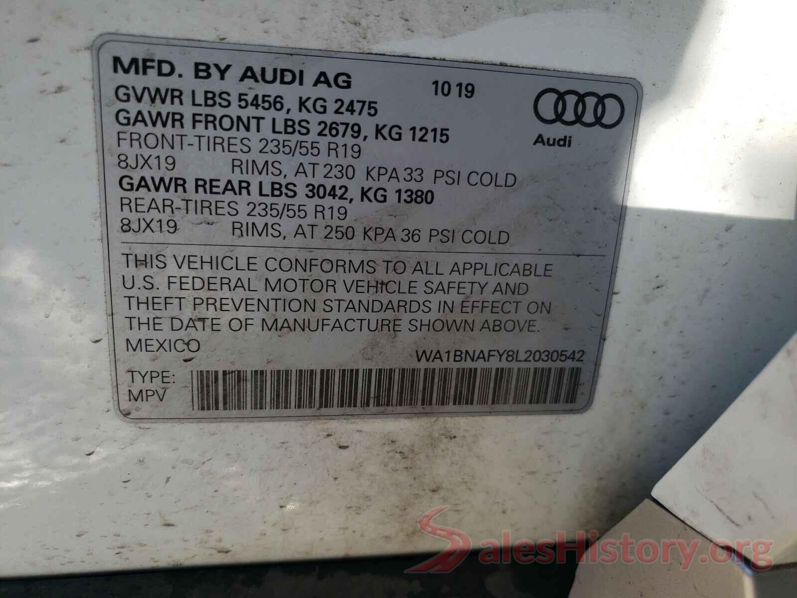 WA1BNAFY8L2030542 2020 AUDI Q5