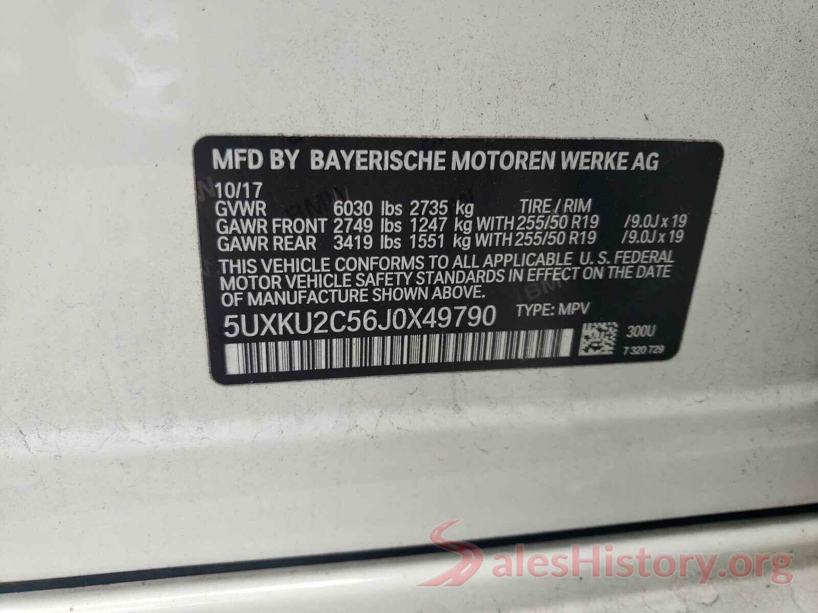 5UXKU2C56J0X49790 2018 BMW X6