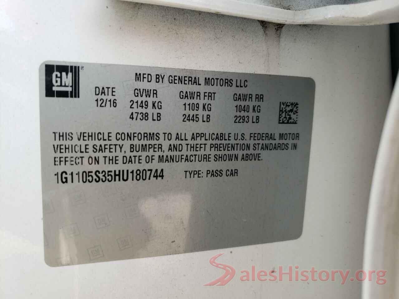 1G1105S35HU180744 2017 CHEVROLET IMPALA