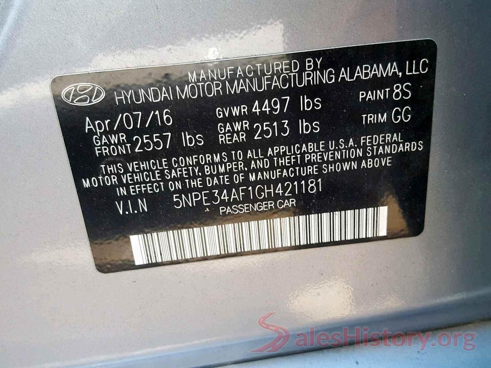 5NPE34AF1GH421181 2016 HYUNDAI SONATA