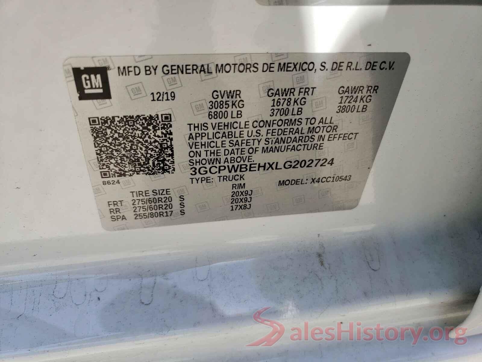 3GCPWBEHXLG202724 2020 CHEVROLET SILVERADO