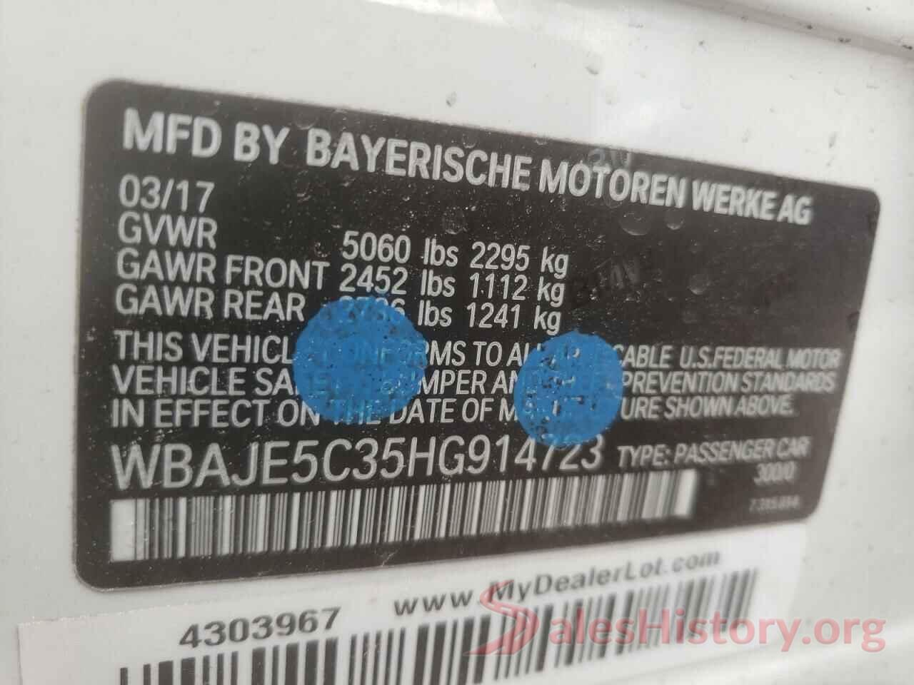 WBAJE5C35HG914723 2017 BMW 5 SERIES