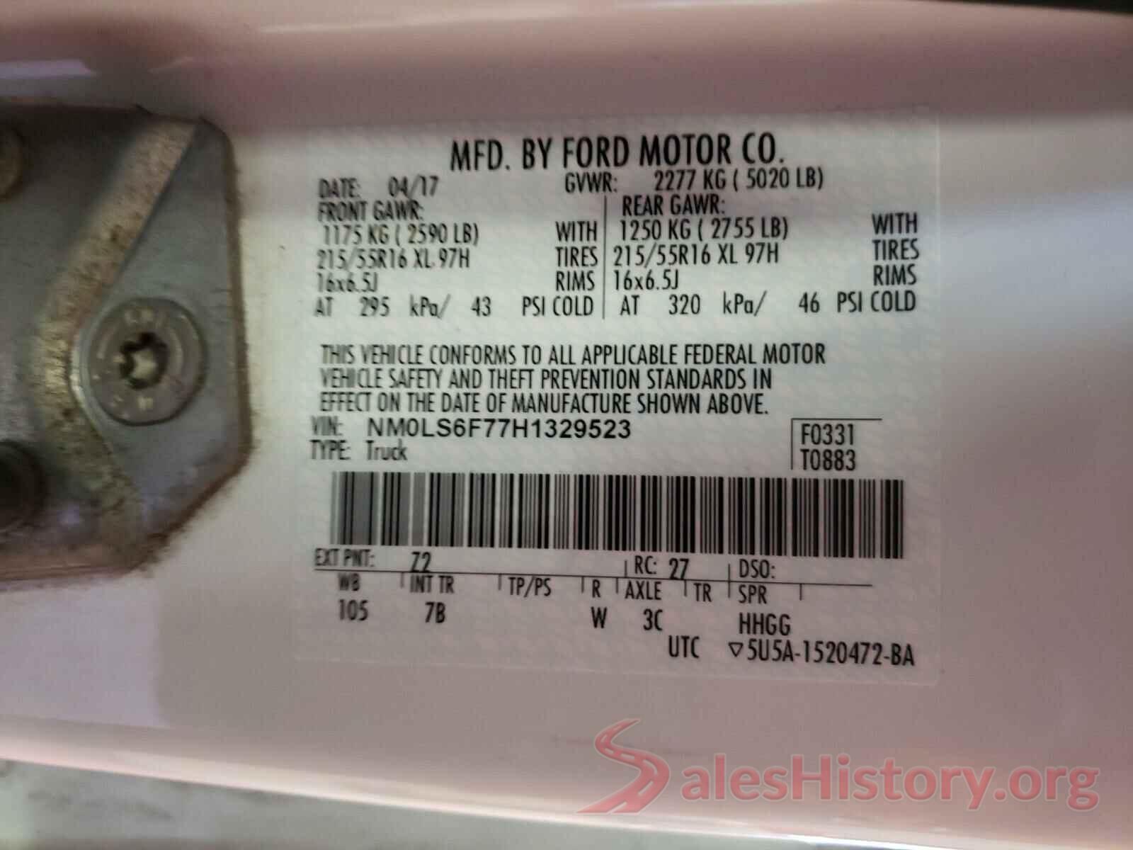 NM0LS6F77H1329523 2017 FORD TRANSIT CO