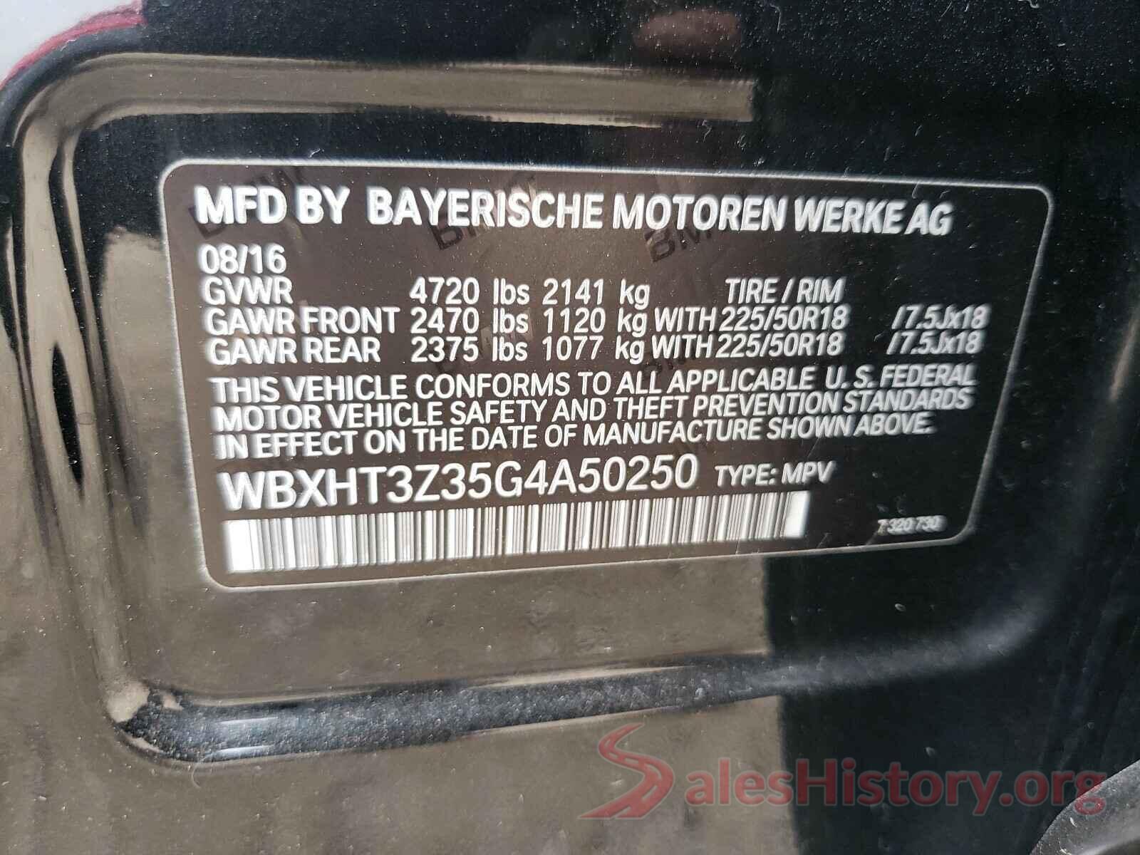 WBXHT3Z35G4A50250 2016 BMW X1