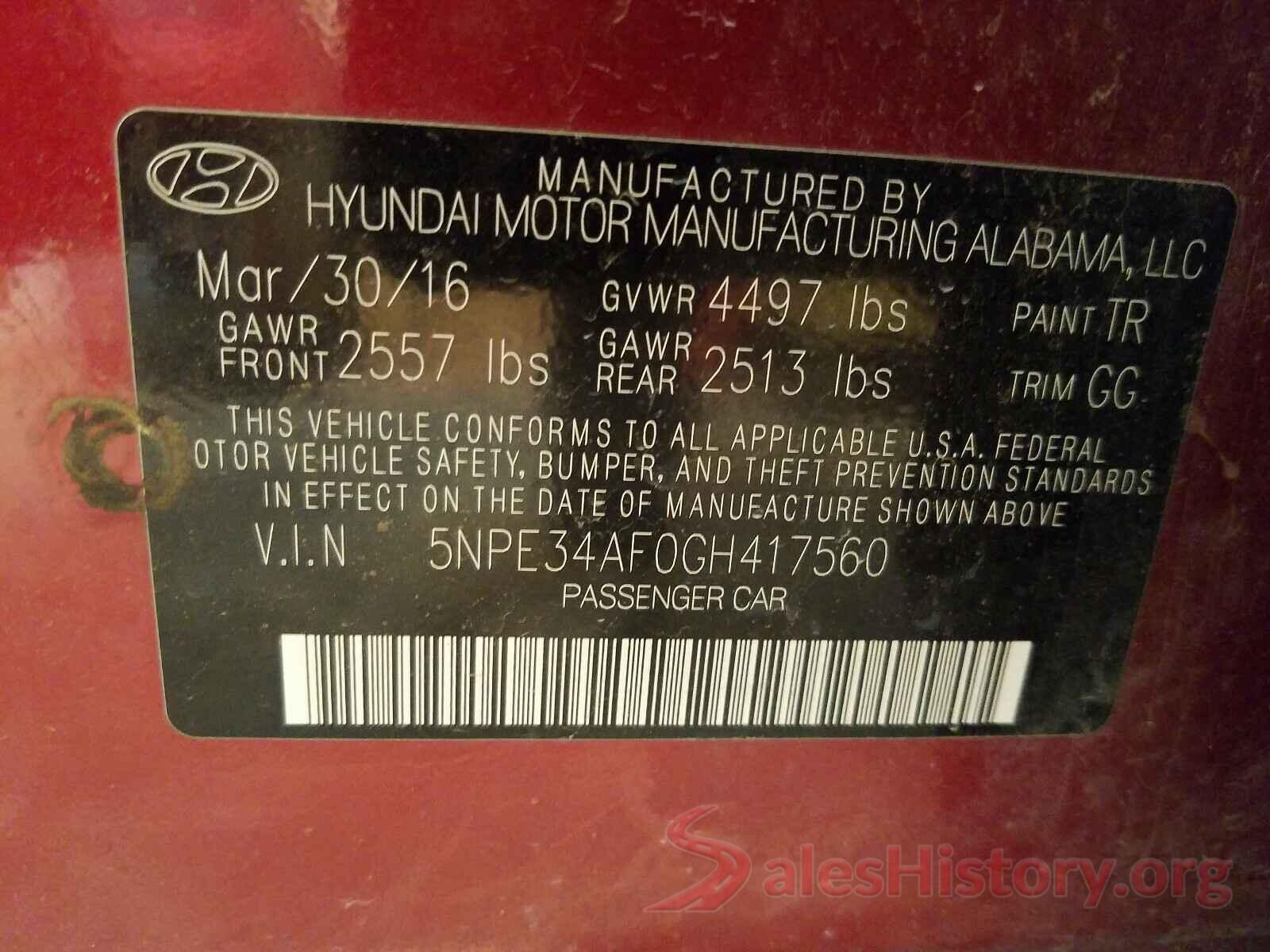 5NPE34AF0GH417560 2016 HYUNDAI SONATA