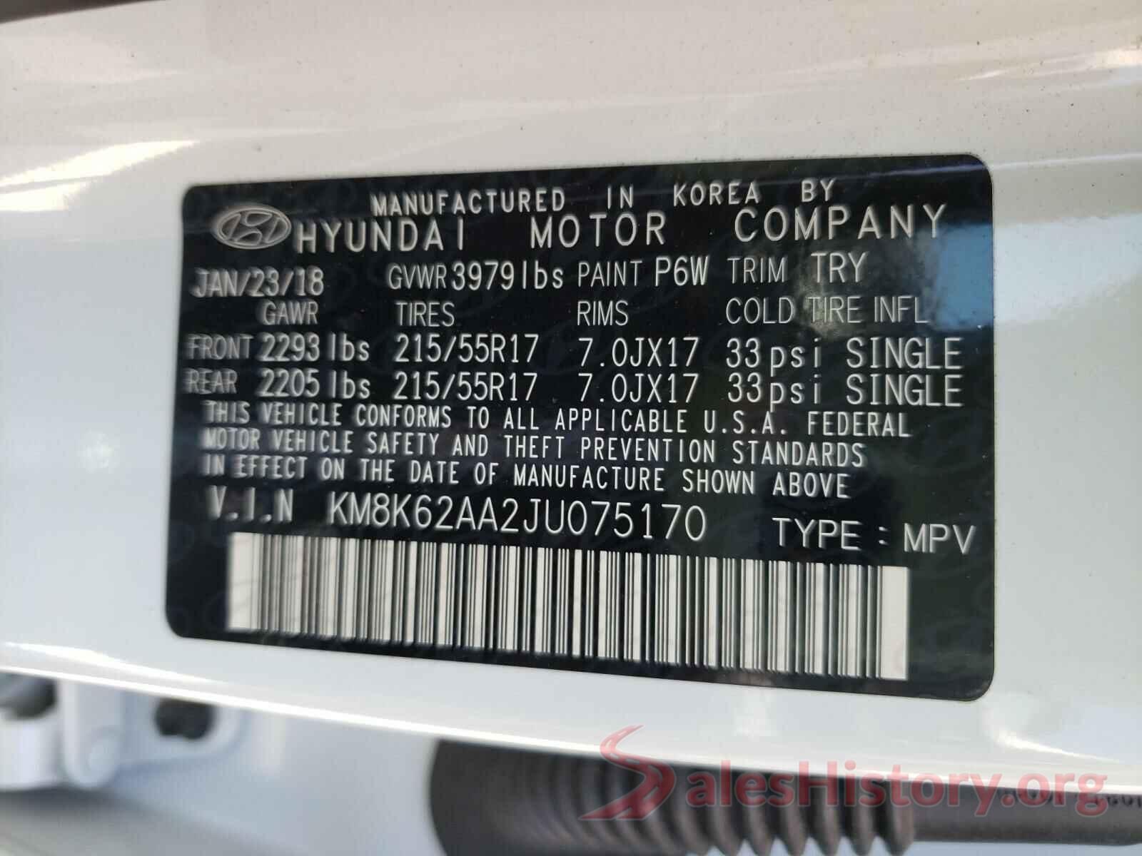 KM8K62AA2JU075170 2018 HYUNDAI KONA