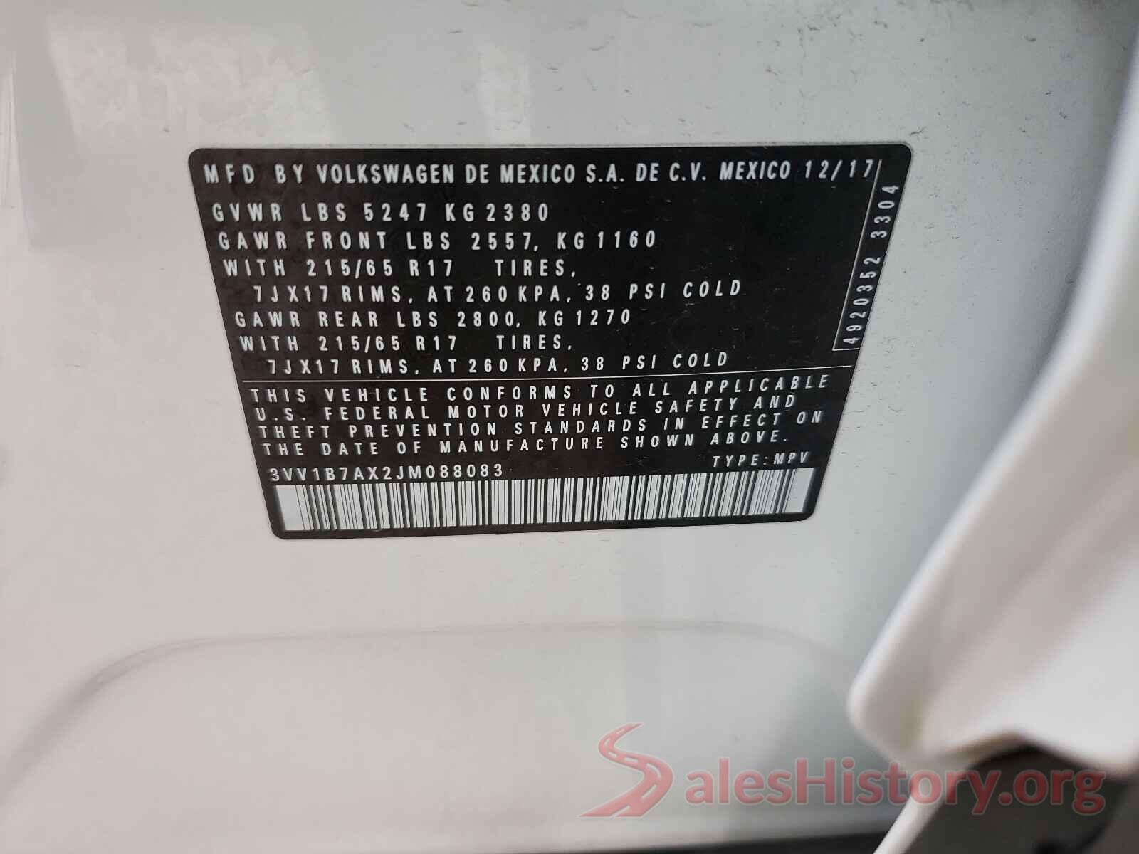 3VV1B7AX2JM088083 2018 VOLKSWAGEN TIGUAN