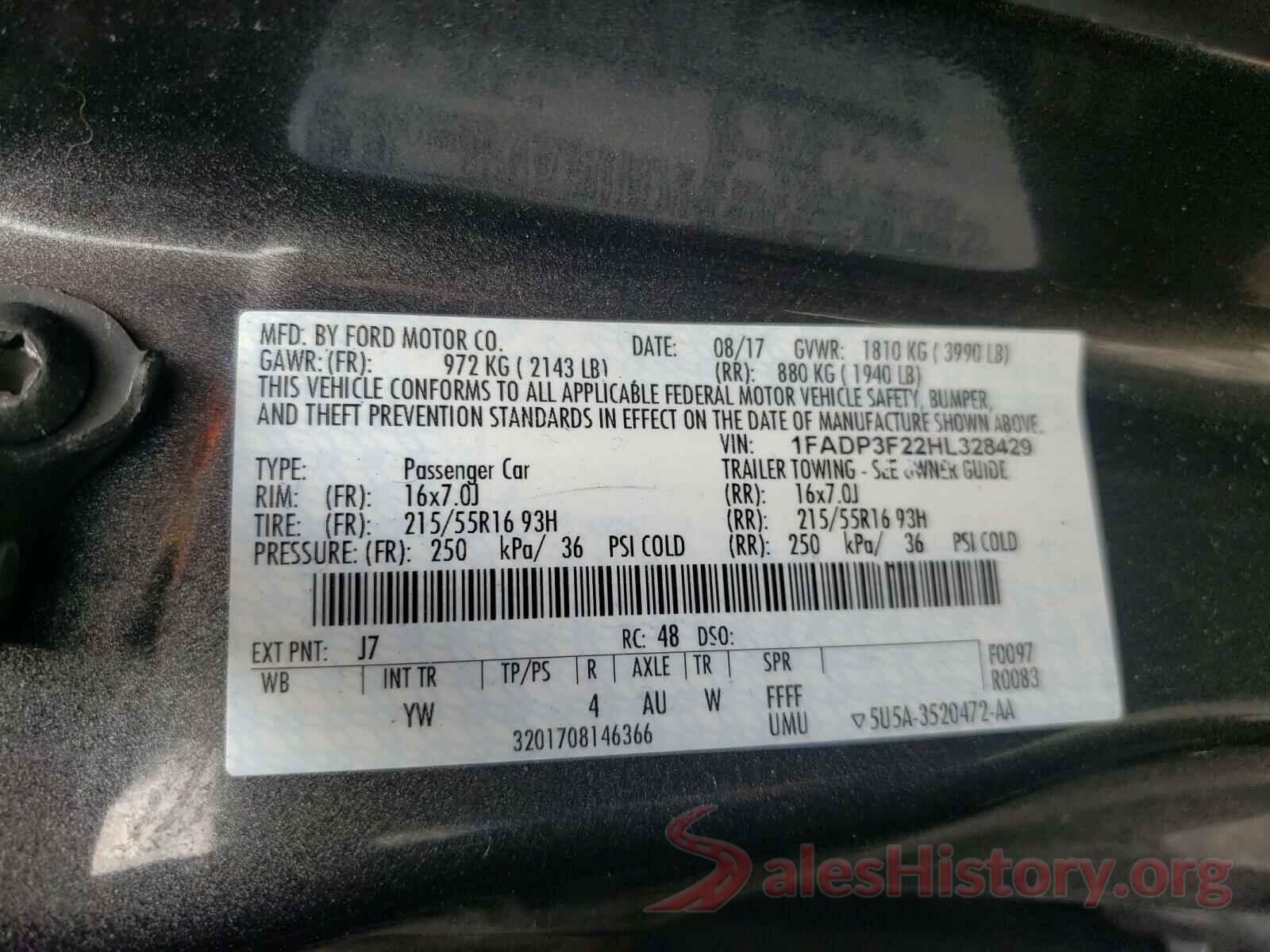 1FADP3F22HL328429 2017 FORD FOCUS