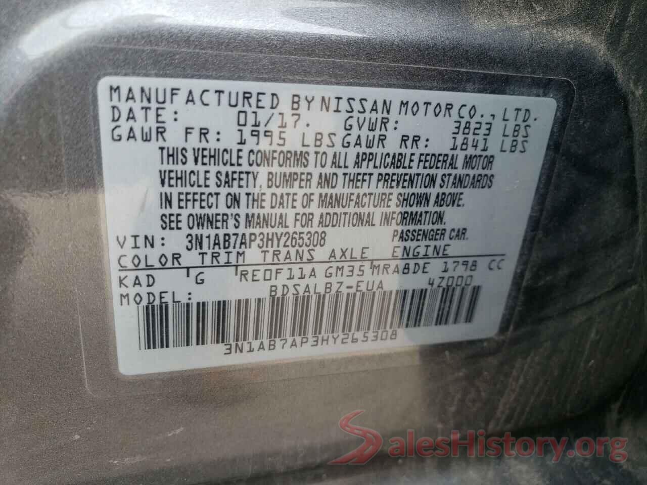 3N1AB7AP3HY265308 2017 NISSAN SENTRA