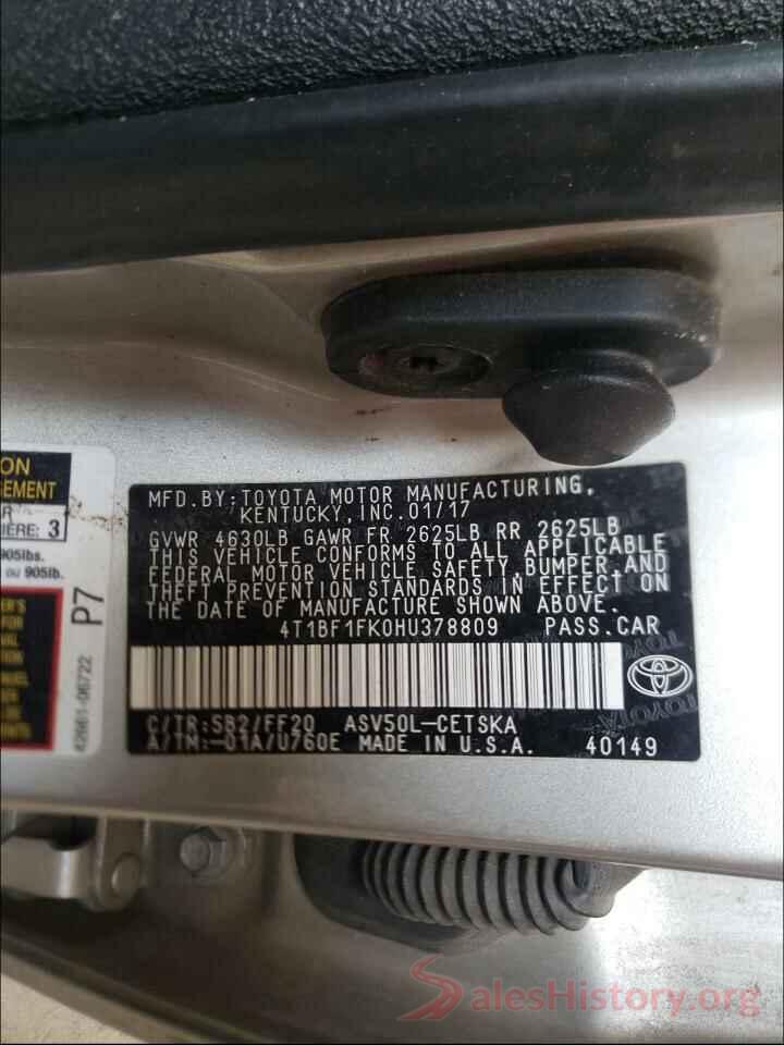 4T1BF1FK0HU378809 2017 TOYOTA CAMRY