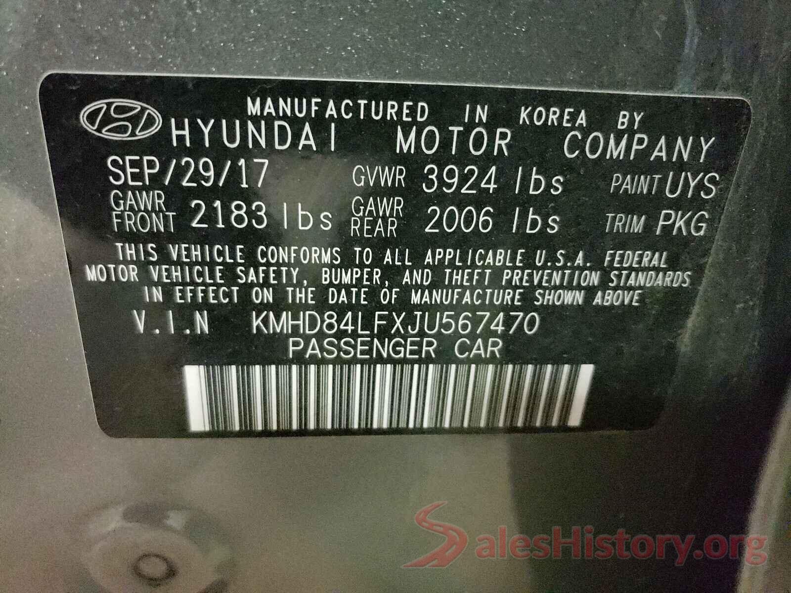 KMHD84LFXJU567470 2018 HYUNDAI ELANTRA