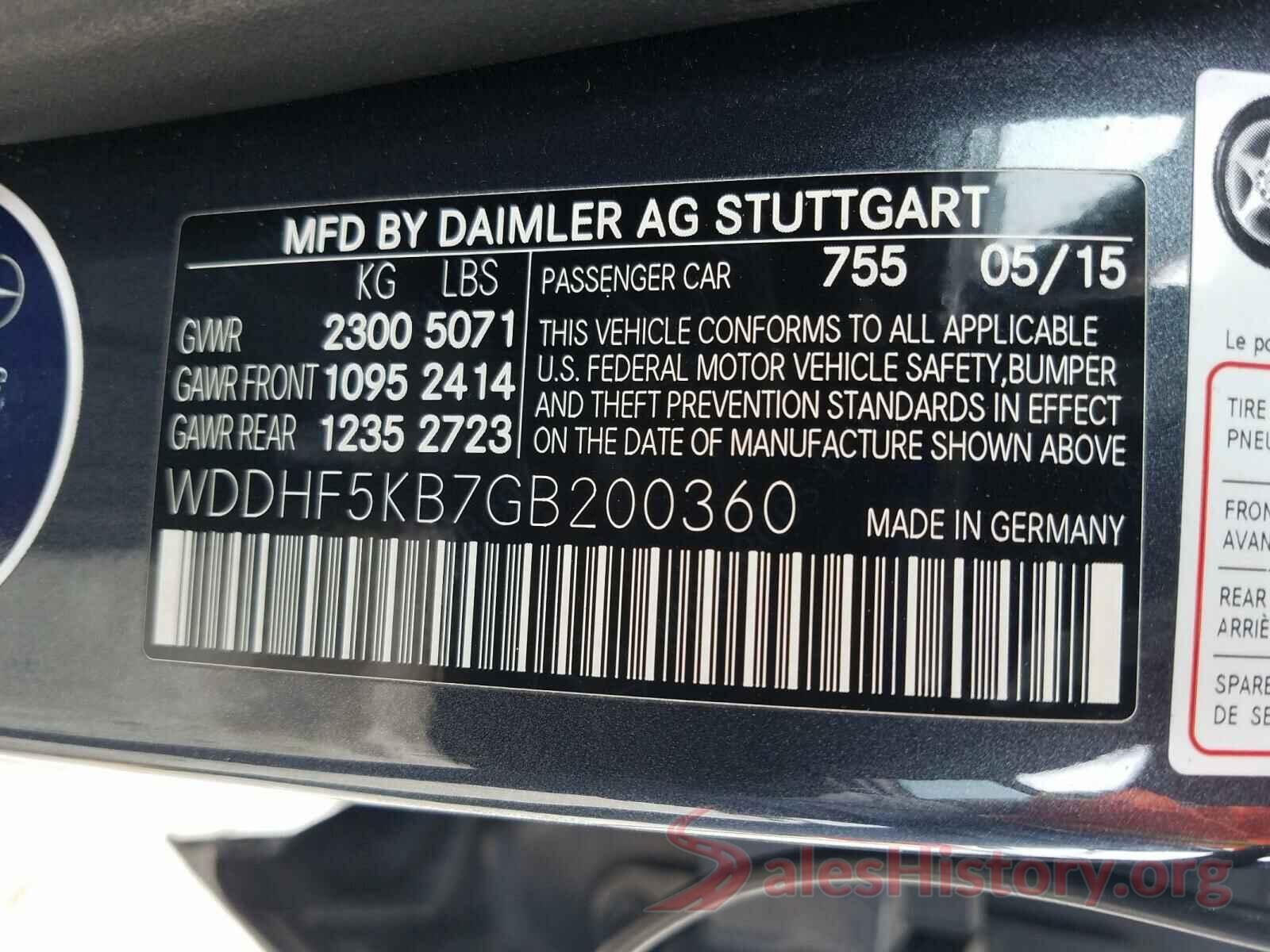 WDDHF5KB7GB200360 2016 MERCEDES-BENZ E CLASS