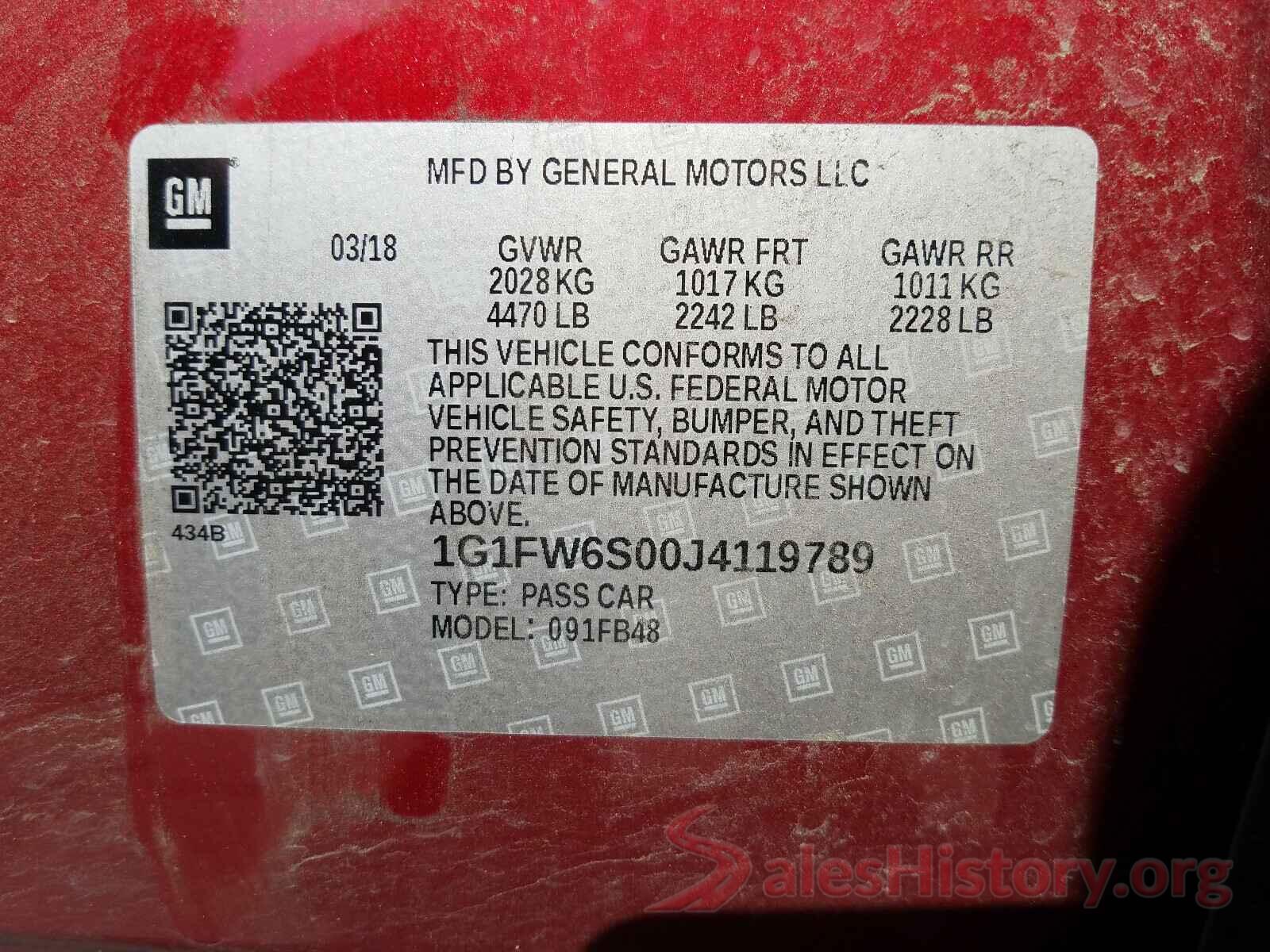 1G1FW6S00J4119789 2018 CHEVROLET BOLT