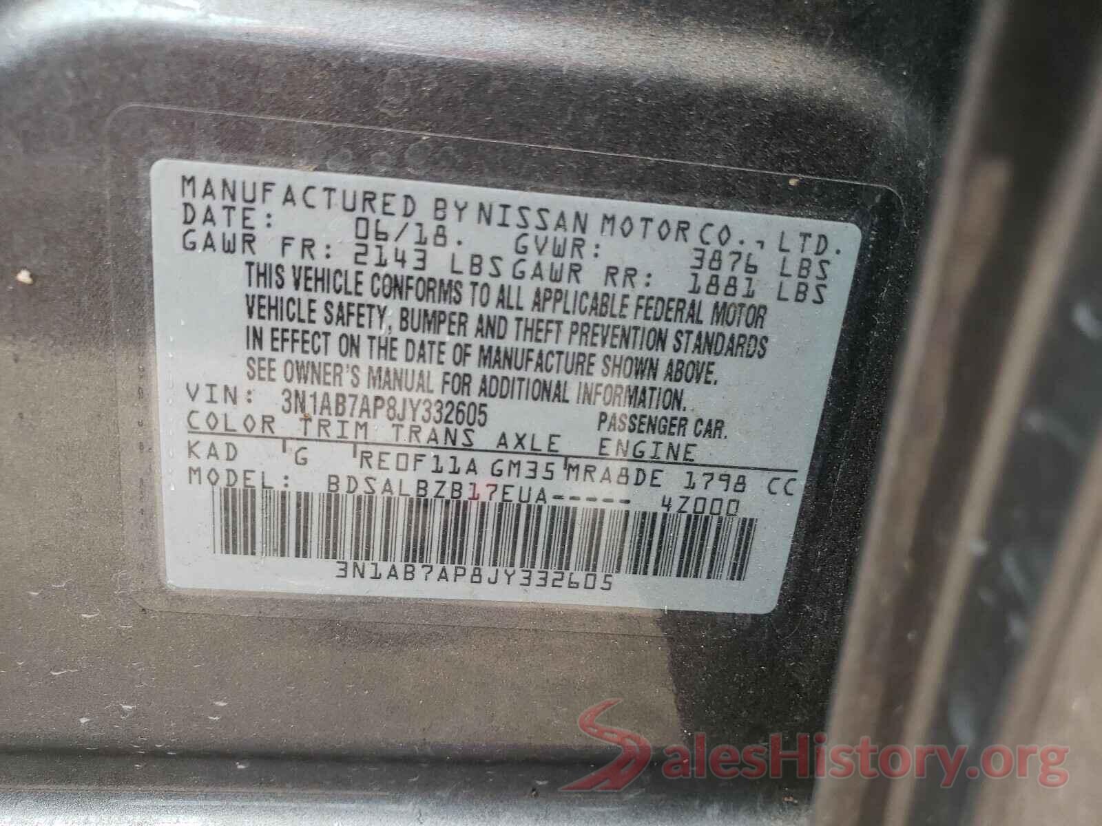 3N1AB7AP8JY332605 2018 NISSAN SENTRA