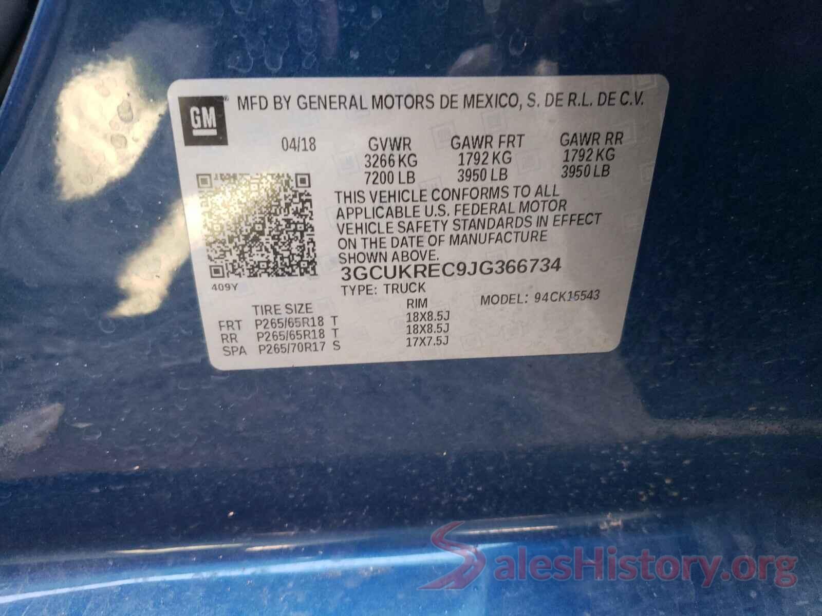 3GCUKREC9JG366734 2018 CHEVROLET SILVERADO